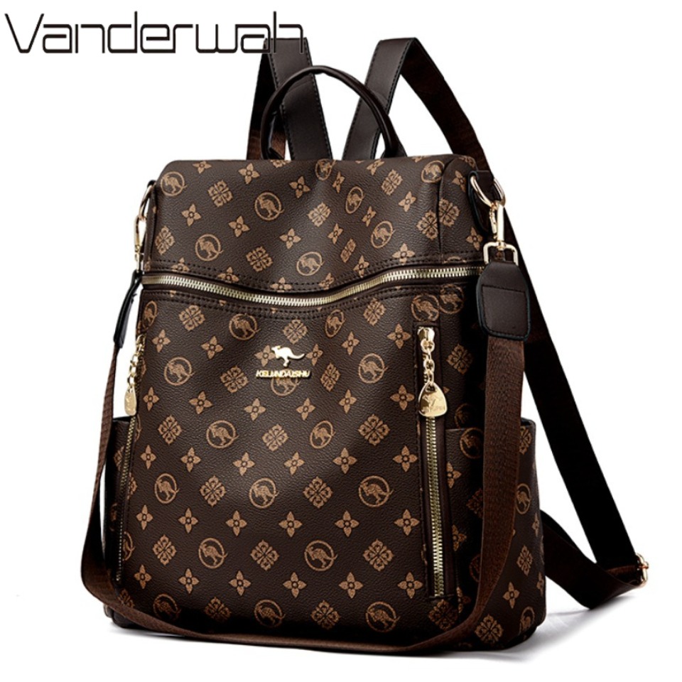 Genuine Leather Backpack - Marca genuína das mulheres mochila de