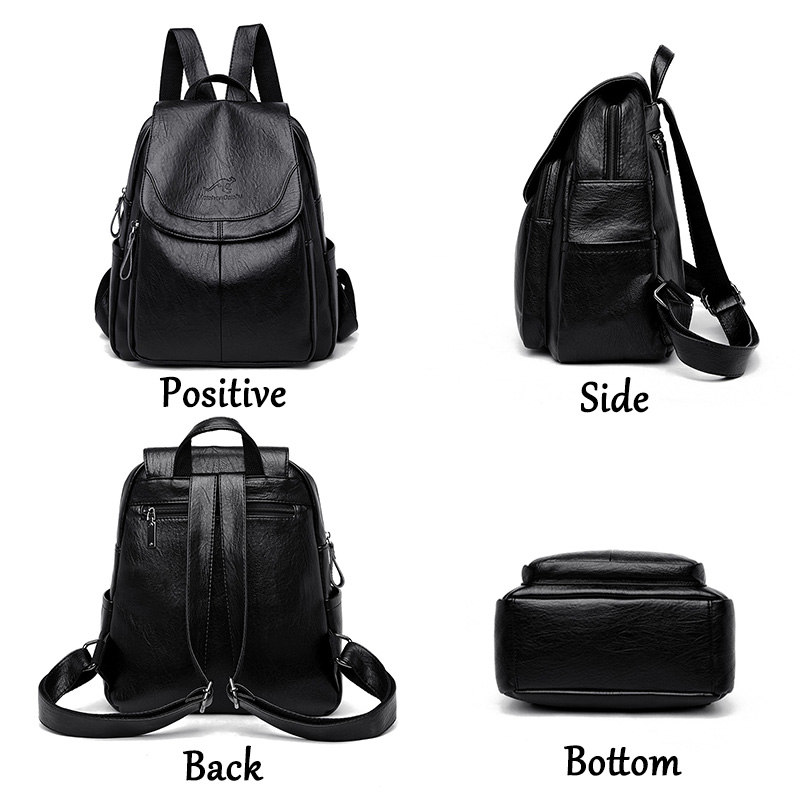 Genuine Leather Backpack - Mochila Vintage de Couro Macio para