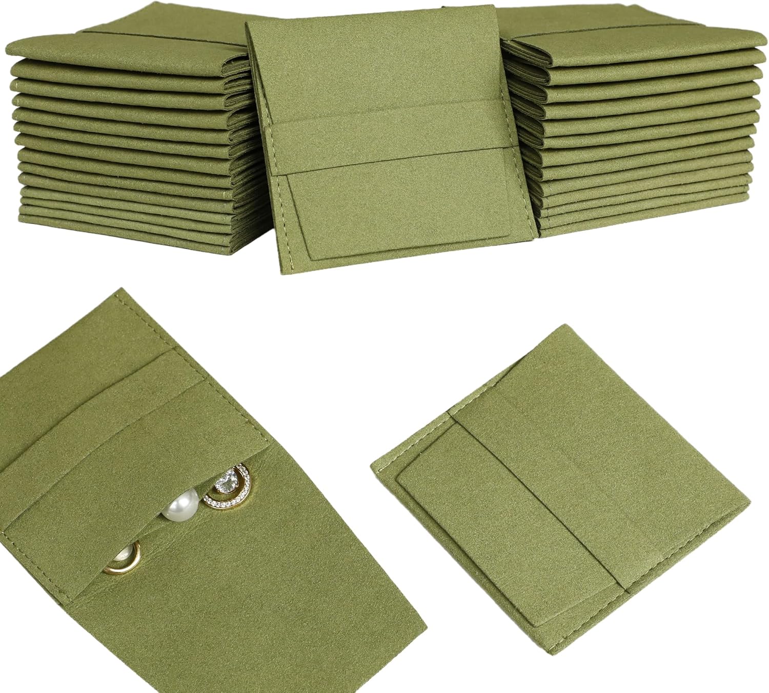 Luxury Bags Green - Saco de joias de microfibra verde,