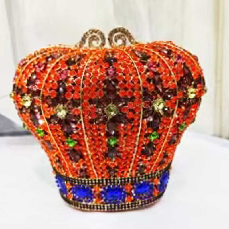 Mini Bag Evening Clutch - Coroa laranja grande strass sacos de