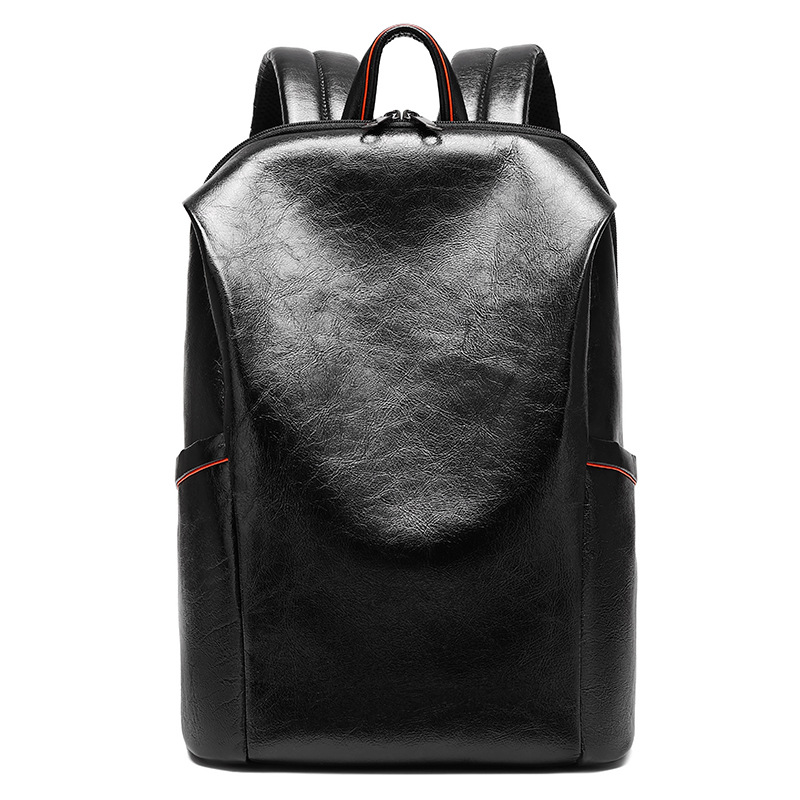 Genuine Leather Backpack - Mochila Masculina de Couro Genuíno Preto,