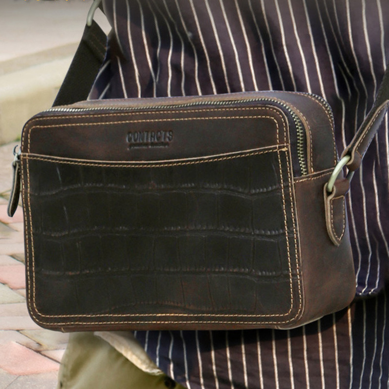 Genuine Leather Backpack - Moda estilo britânico camada superior de