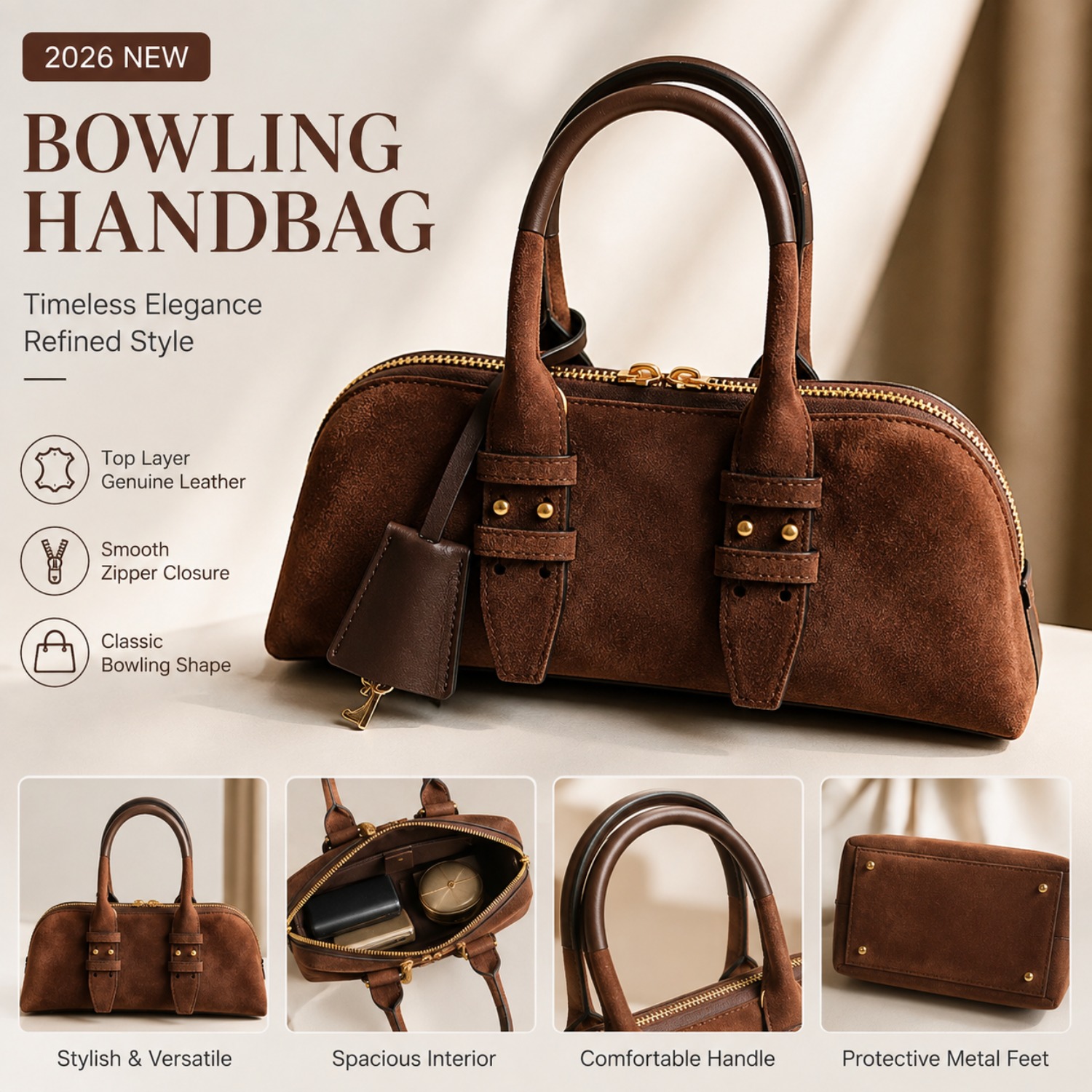 Bolsa de Bowling Feminina em C - Structured Handbag Top Handle avaliação e preço