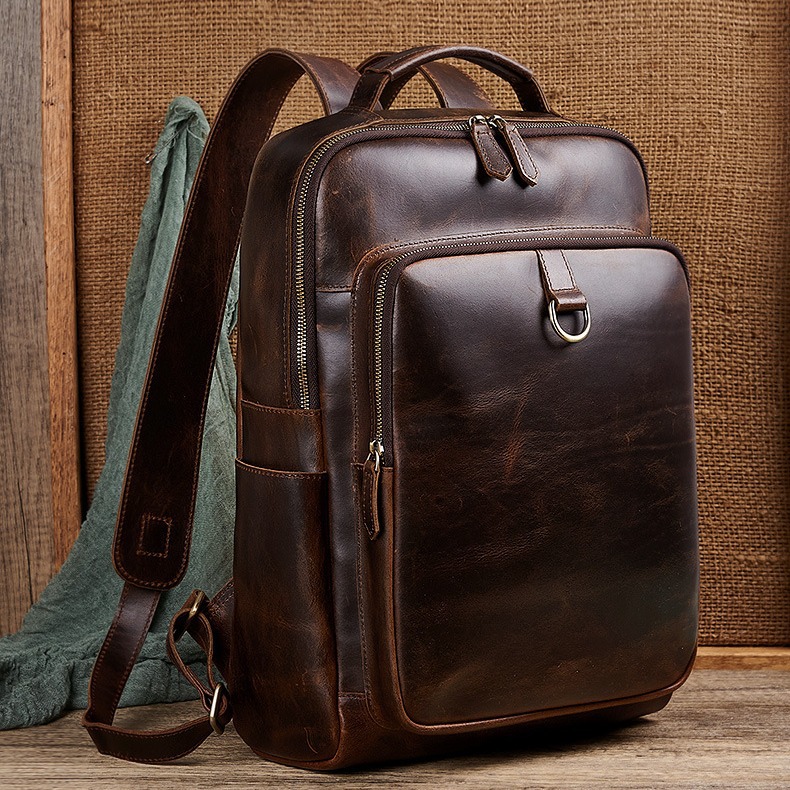 Mochila Masculina de Couro Enc - Genuine Leather Backpack avaliação e preço