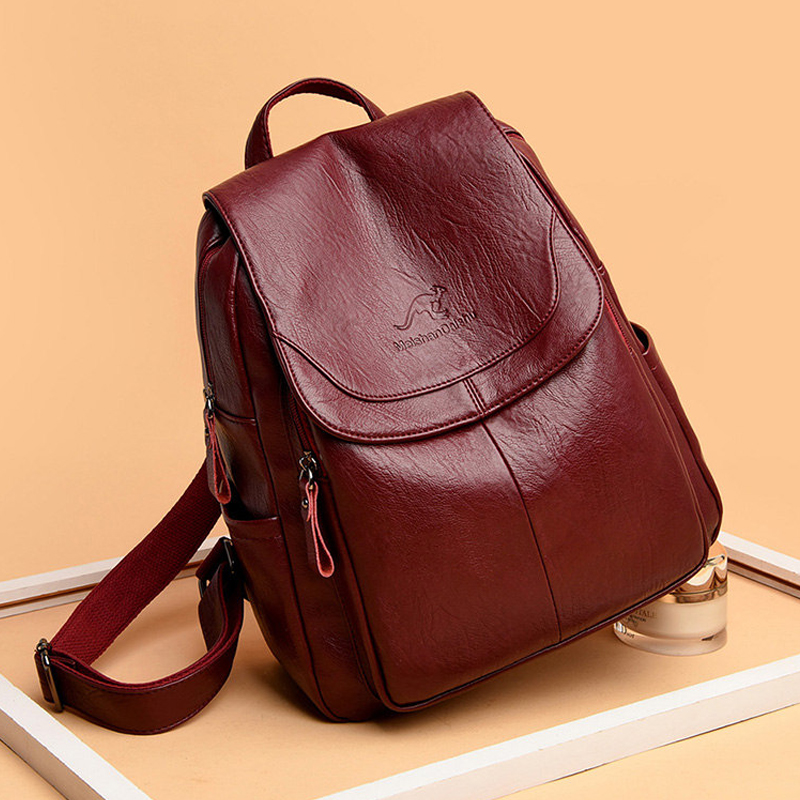 Mochila Vintage de Couro Macio - Genuine Leather Backpack avaliação e preço