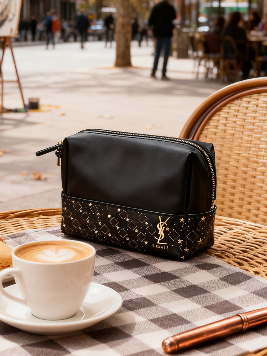 Bolsa de cosméticos YSL preta  - Luxury Designer Bags Ysl avaliação e preço