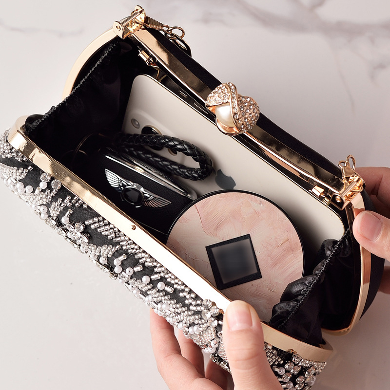 Bolsa de Mão Preta com Miçanga - Luxury Bags In China Wholesale avaliação e preço