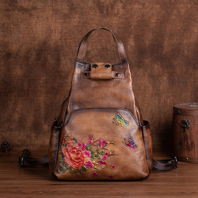 Mochila de Ombro em Couro Genu - Genuine Leather Backpack avaliação e preço