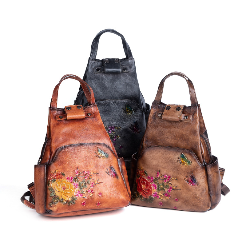 Mochila de Ombro em Couro Genu - Genuine Leather Backpack avaliação e preço