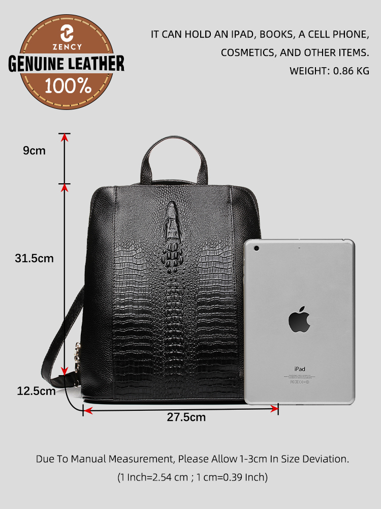 Mochila Feminina Zency de Cour - Genuine Leather Backpack avaliação e preço