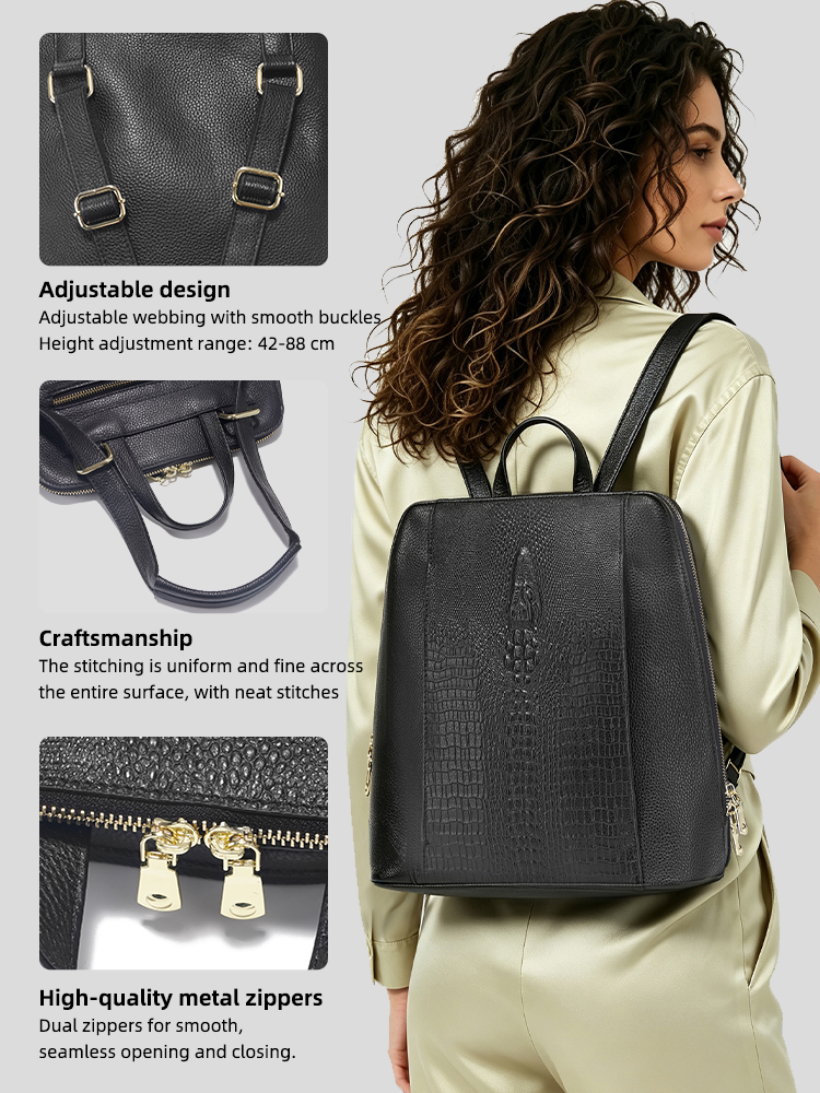 Mochila Feminina Zency de Cour - Genuine Leather Backpack avaliação e preço